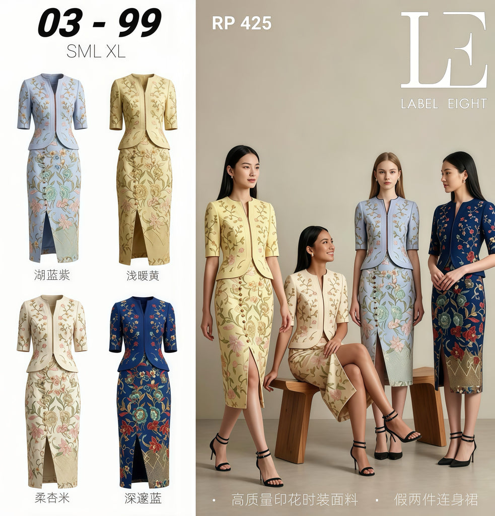 (Preorder)Premium Nyonya Batik OL Dress (预购)娘惹巴迪风假两件连衣裙 (L8) L803