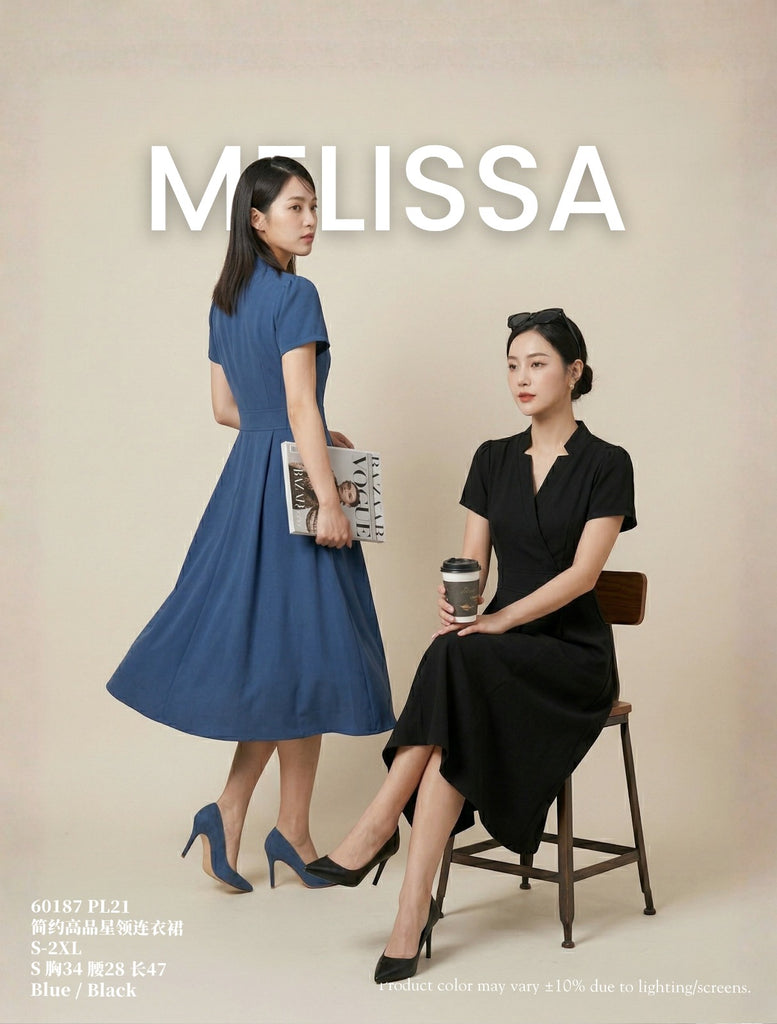 Premium Diamond Neckline OL Dress 简约星星领OL连衣裙 (ME.5) 60187