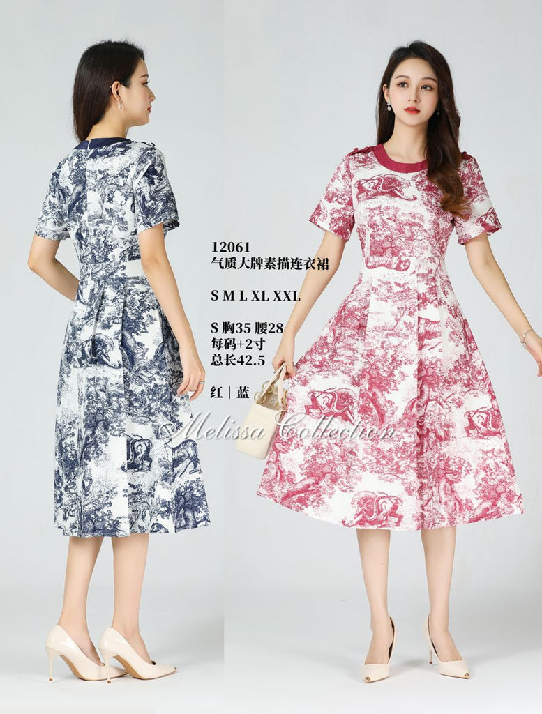 Premium Floral OL Dress 气质大牌素描连衣裙 (ME.4) 12061