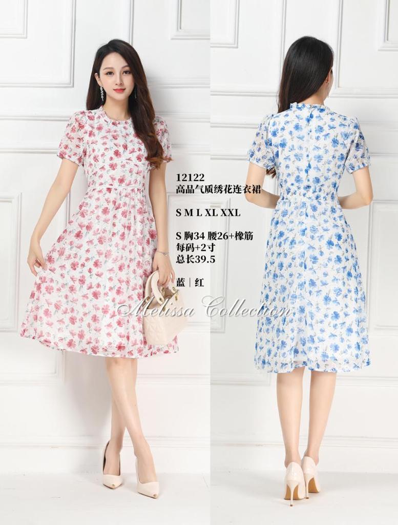 Premium Floral Print Dress 高品质气质绣花连身裙  (ME@1) 12122