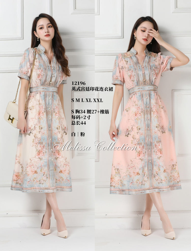 (Preorder) Premium Lady Floral Dress 英式宫廷印花连衣裙 (ME.8) 12196-1