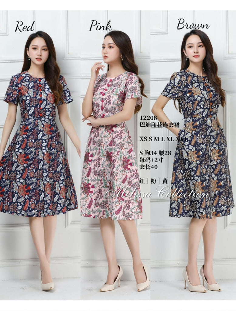 (Promo Price) Premium Lady Batik Dress 高品巴迪印花OL连衣裙 (ME) 12208-1