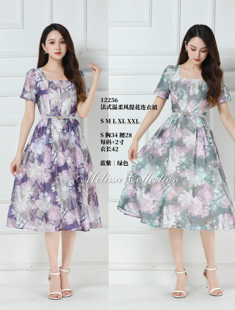 Premium Lady Floral Dress 法式温柔风提花OL连衣裙 (ME.4) 12256