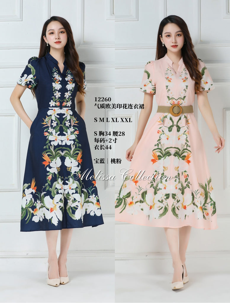 Premium Lady Floral Dress 气质欧美印花连衣裙 (ME.7) 12260