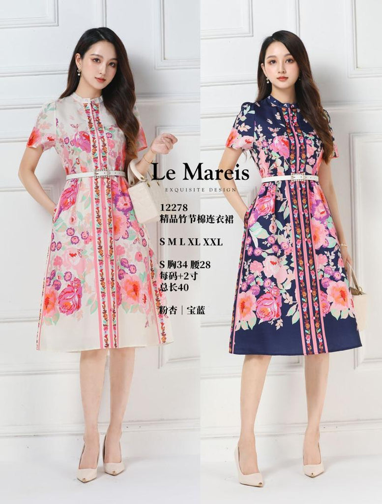 Premium Slub Cotton OL Dress 精品竹节棉OL连衣裙 (LMME) 12278