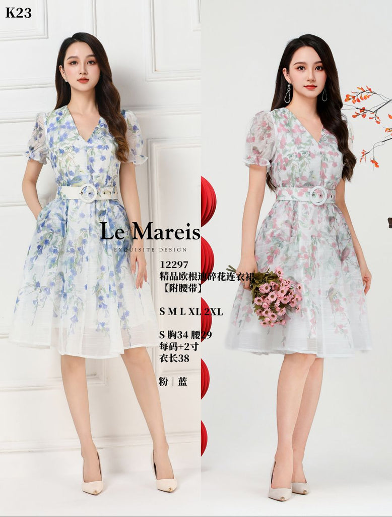 Premium Organza Floral Print Dinner Dress 精品欧根纱碎花连衣裙 (LMME.4) 12297