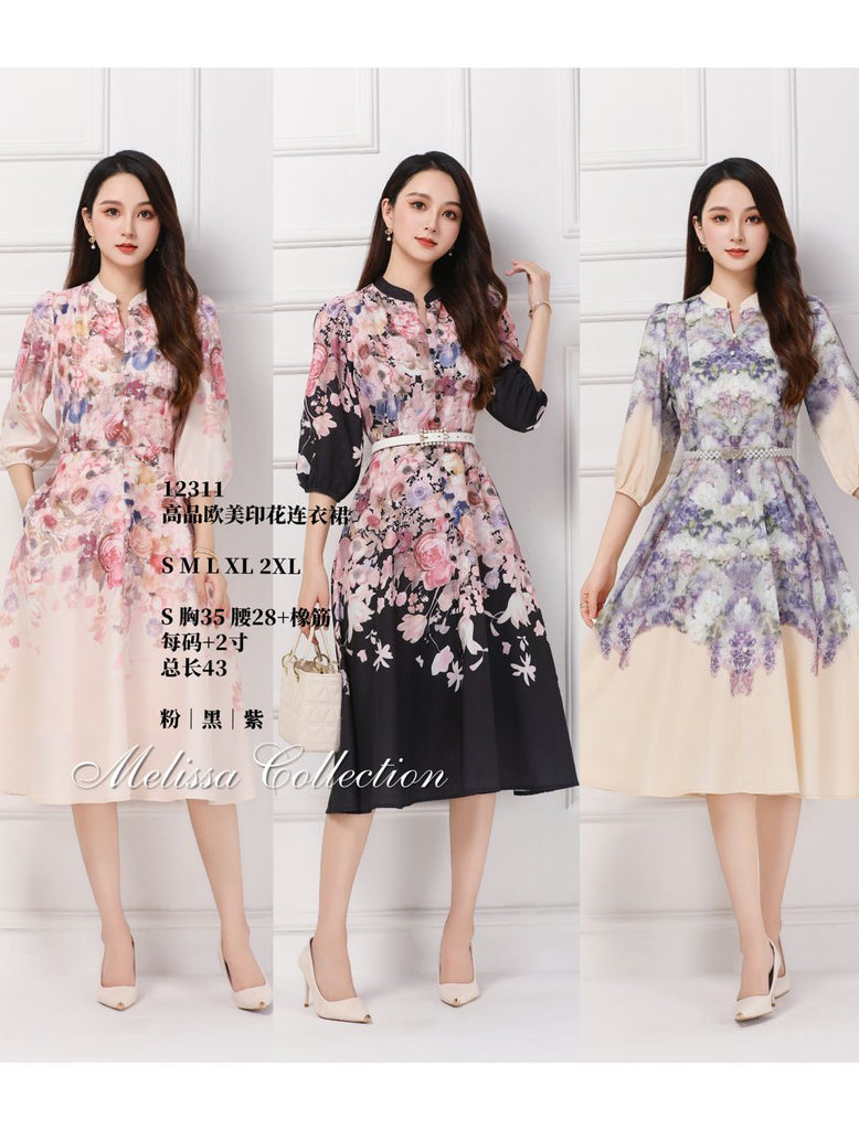 Premium Floral Print Dress 高品质欧美印花连身裙 (ME.10) 12311