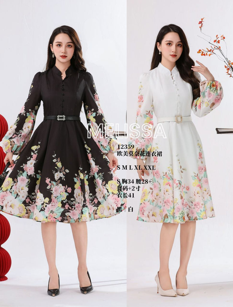 Premium Western Monet Floral Dinner Dress 精品欧美莫奈花连衣裙 (LMME.9) 12359