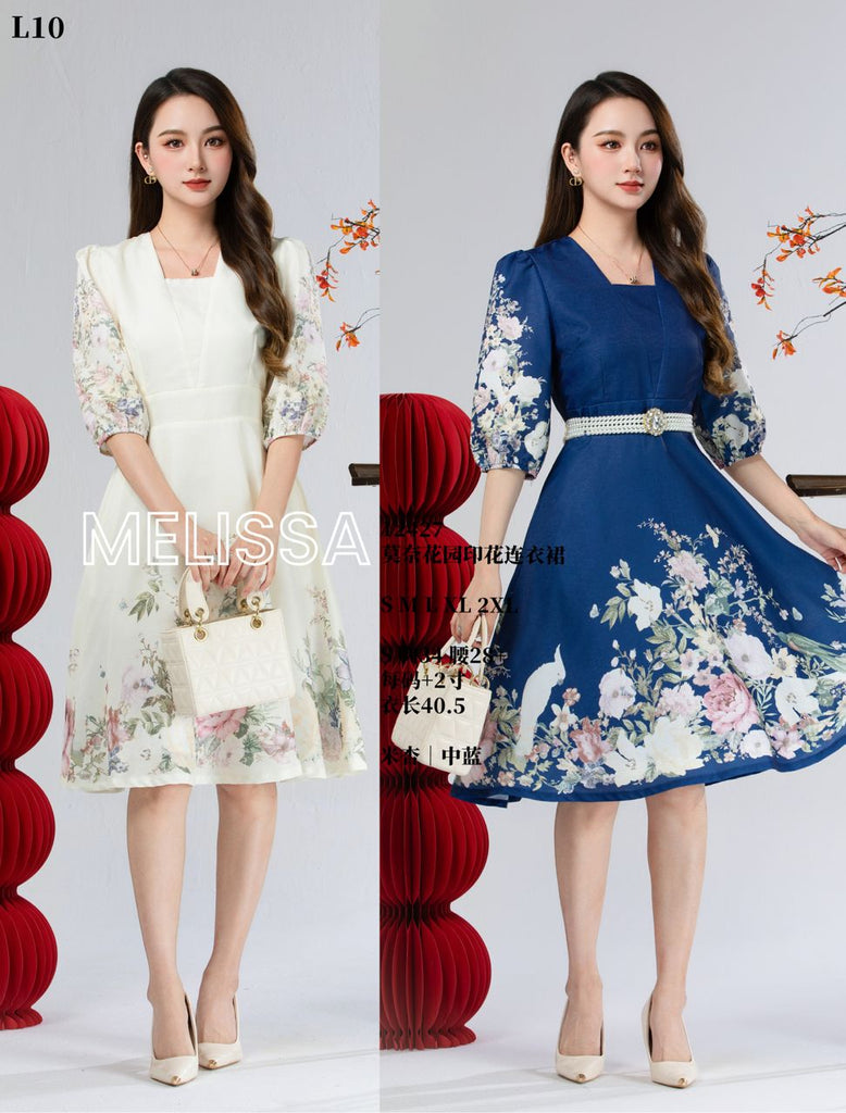 (Preorder) Premium Monet Floral Print OL Dress 高品质莫奈花园印花连衣裙 (ME) 12427-1