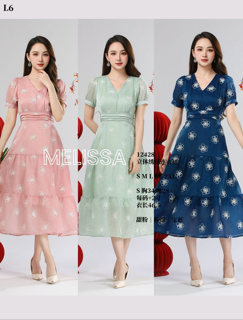 Premium Chiffon Embroidery OL Dress 高品立体绣花连衣裙 (ME.7) 12428