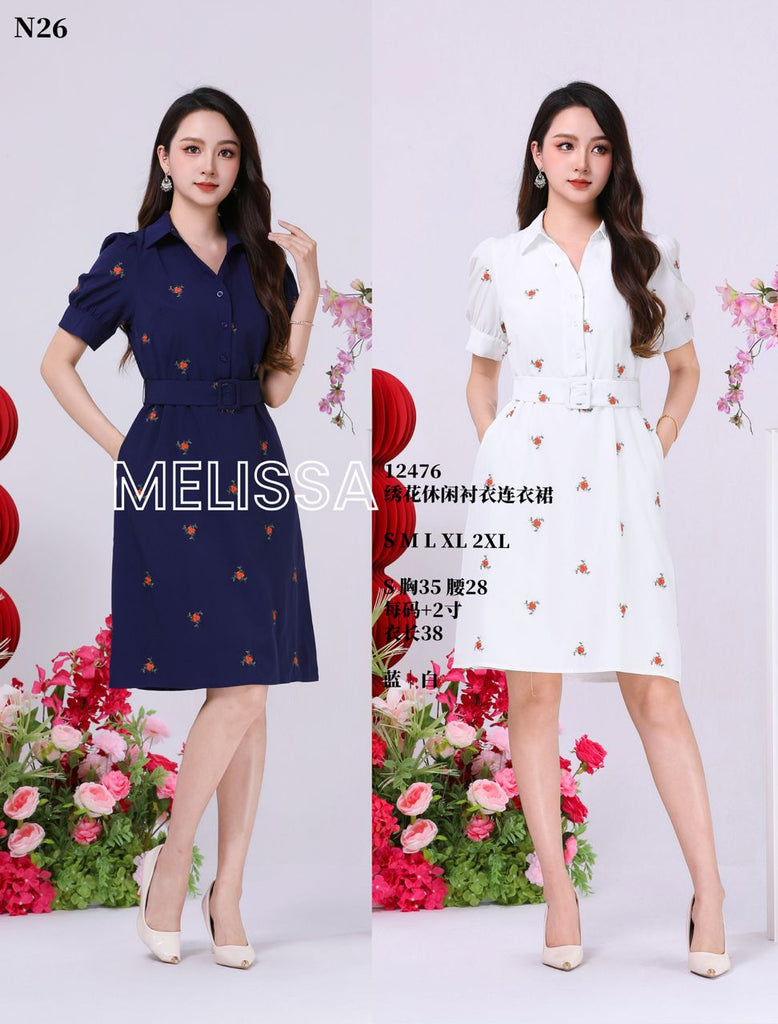 Premium Casual Floral Embroidery Dress 高品绣花休闲衬衣连衣裙 (ME.5) 12476