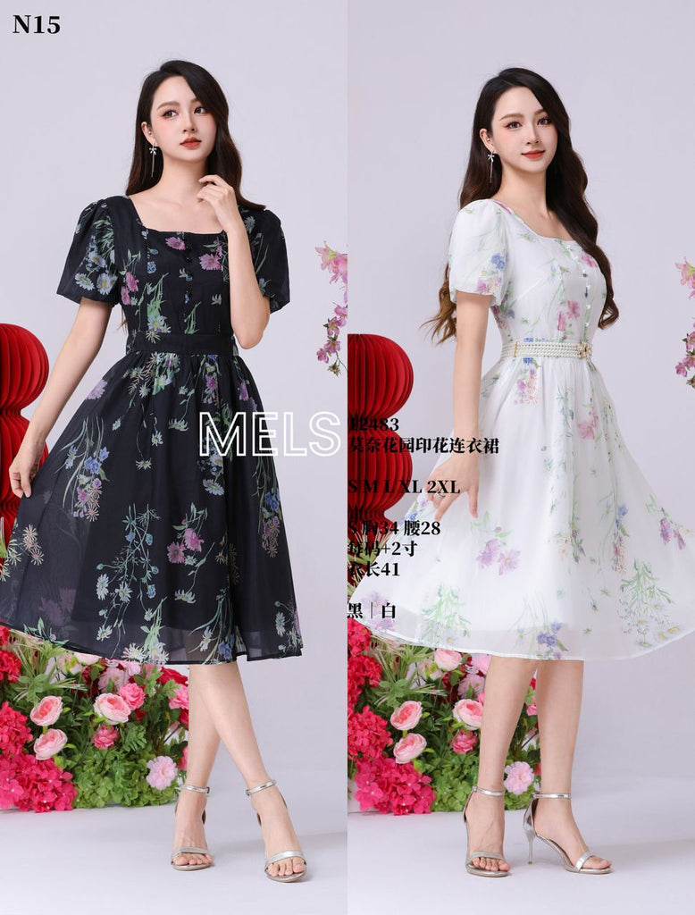 Premium Monet Floral Print OL Dress 高品莫奈花园印花连衣裙 (ME.3) 12483