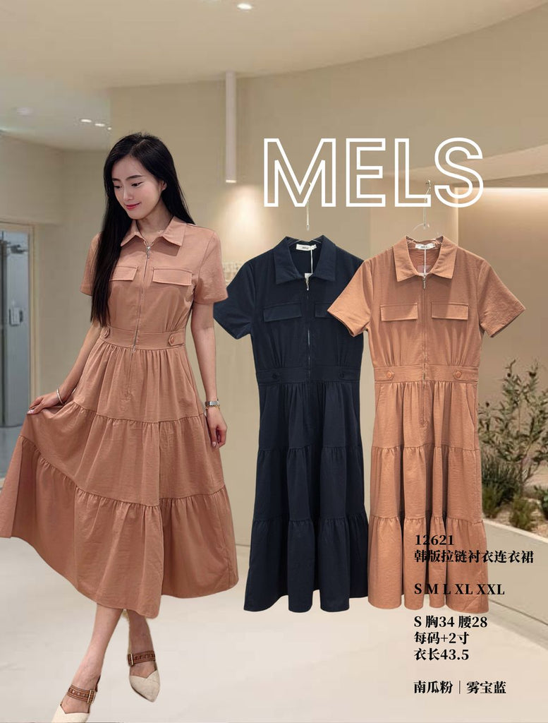 Premium Korean Style Front Zipper OL Dress 高品韩版拉链衬衣OL连衣裙 (ME.5) 12621