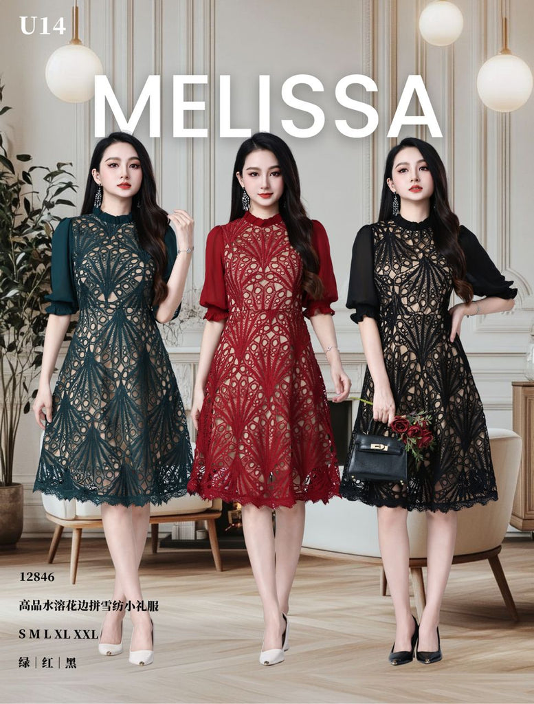 Premium Lacey Chiffon Dinner Dress 水溶花边拼雪纺小礼服 (ME.8) 12846