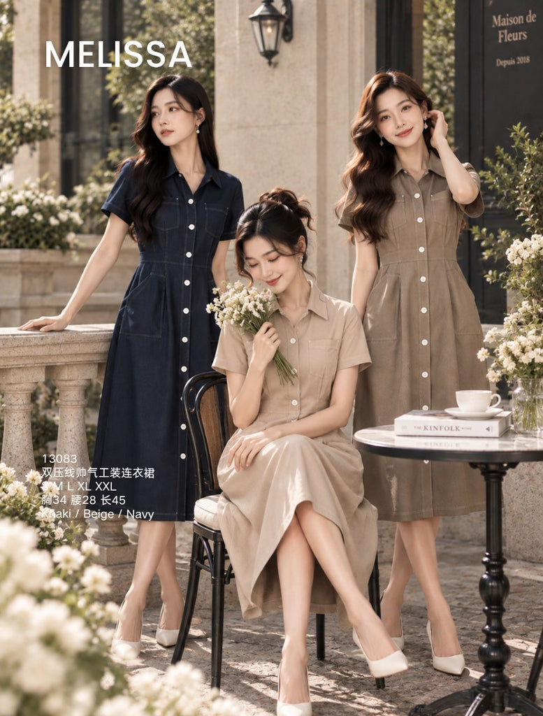 Premium Double-Stripe Utility Dress 双压线帅气工装连衣裙 (ME.7)13083