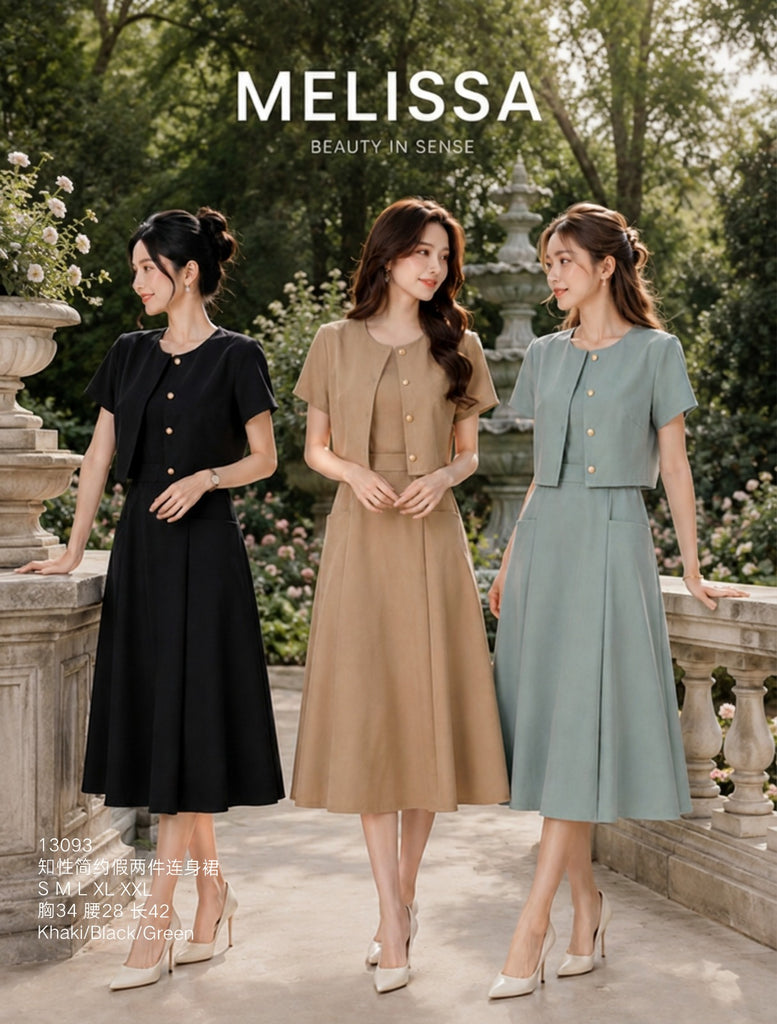 Premium Minimalist two-piece effect 知性简约假两件连身裙 (ME.8) 13093