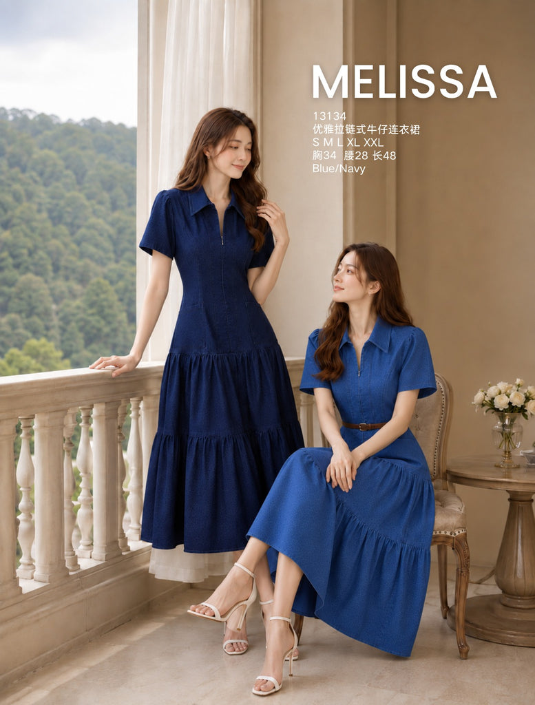 Premium Elegant Zip Denim Dress 优雅拉链式牛仔连衣裙(ME.6)13134
