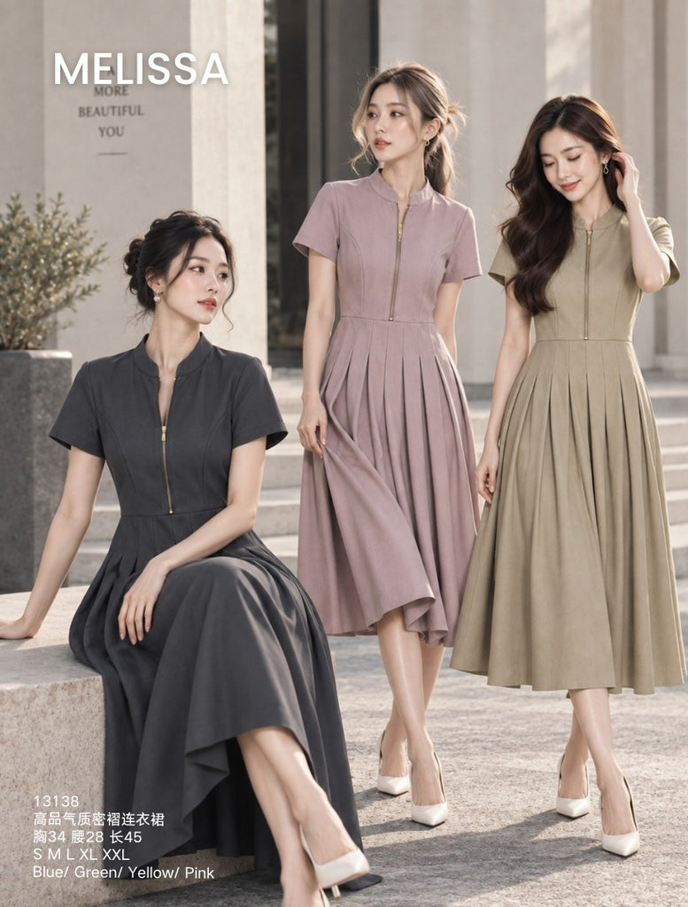 Premium Elegant Fine-Pleated Dress 高品气质密褶连衣裙 (ME)13138