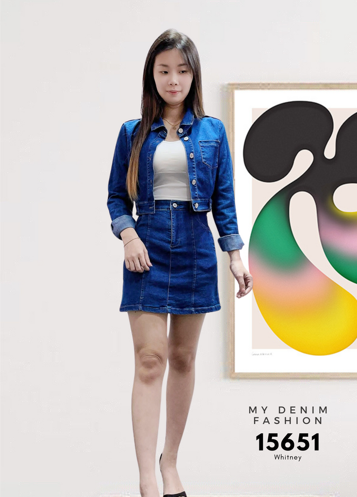 Premium Denim Set Wear 韩版长袖牛仔短裙套装  (WH.4) 15651