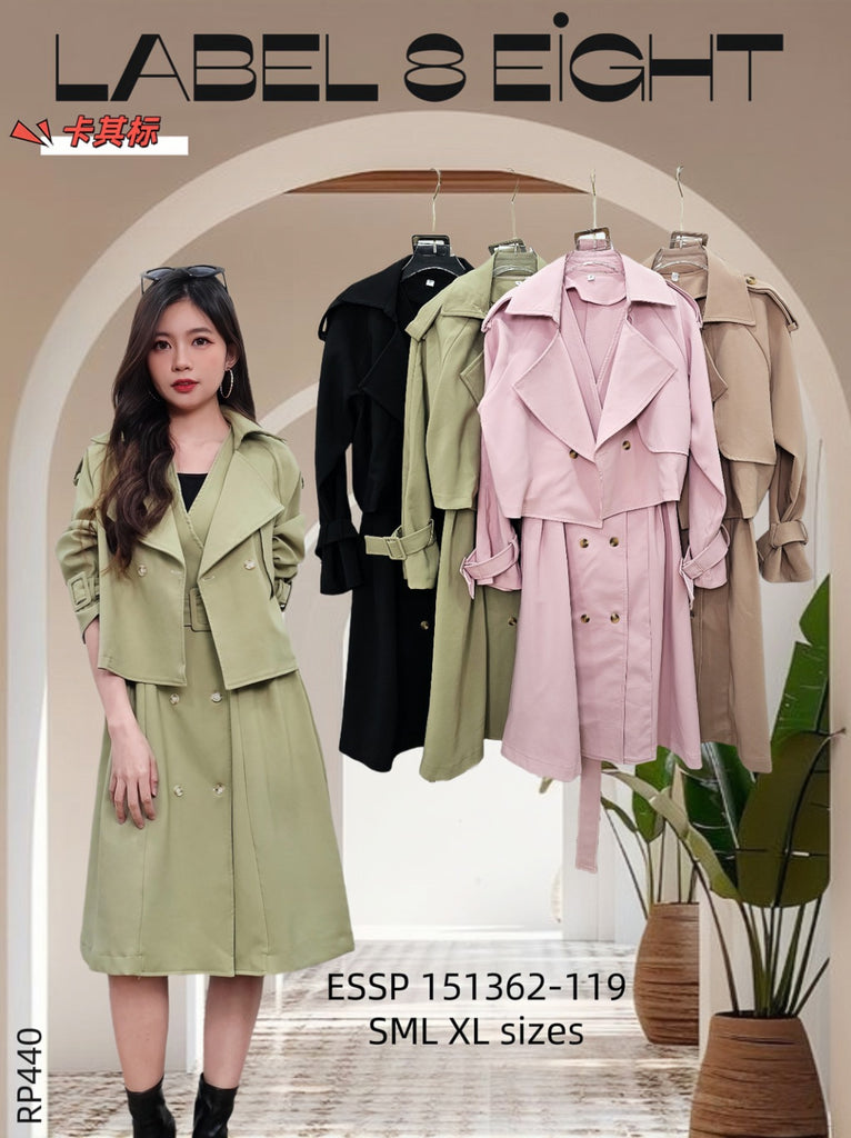 *Premium 2-Piece Coat Dress Set Wear 高品两件式外套V领连衣裙OL套装 (LA) ESSP151362