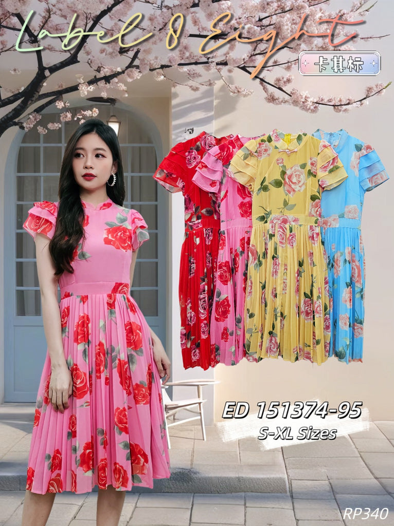 Premium Chiffon Floral Print Cheongsam 高品雪纺印花中华领短袖旗袍 (LA) ED151374