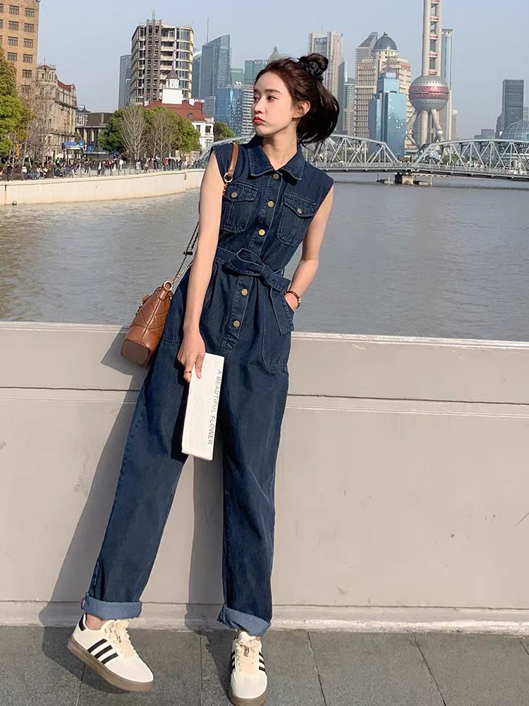 Premium Denim Lady Jumpsuit 时尚无袖牛仔连体长裤 (WH.3) 15813