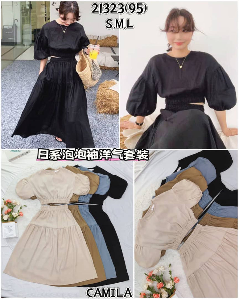 Premium Japanese Puff Sleeve Set Wear 高品日系泡泡袖洋气套装 (CA.3) 21323/16117