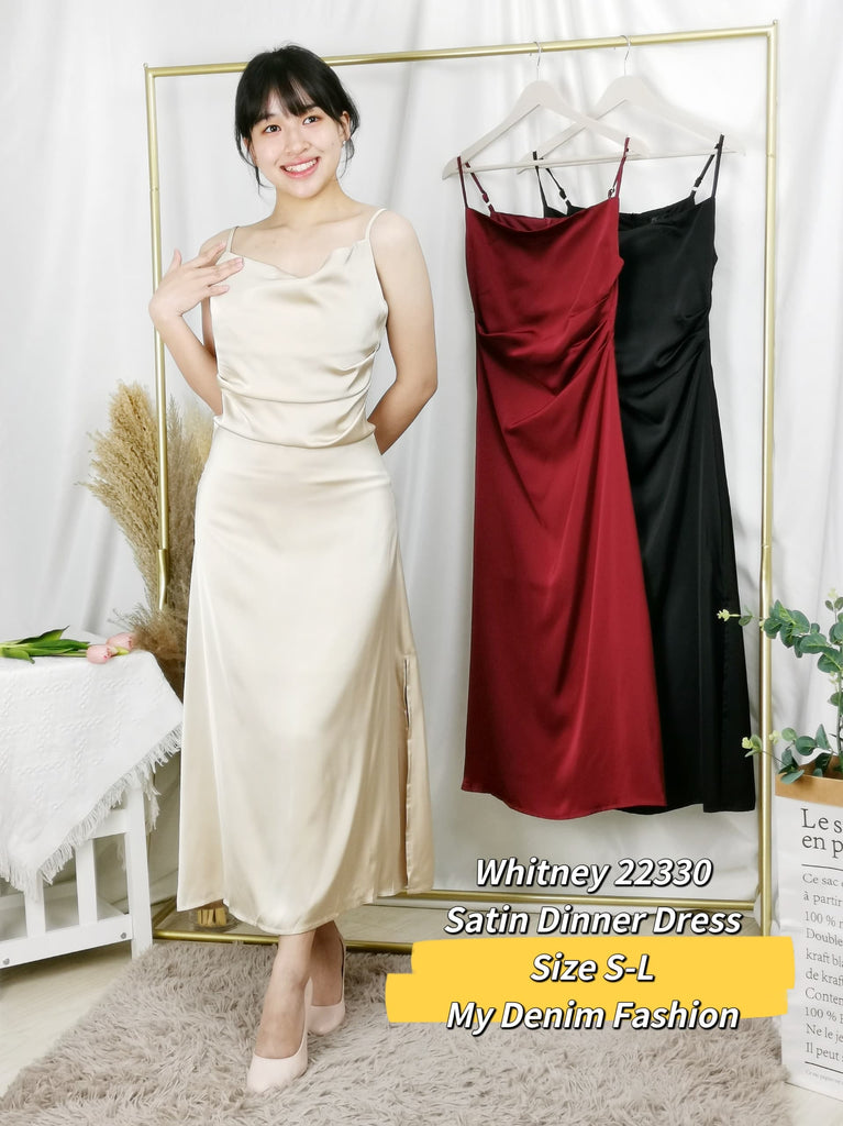 Premium Lady Dress 优雅色丁吊带晚宴连身裙 (WH.3) 22330