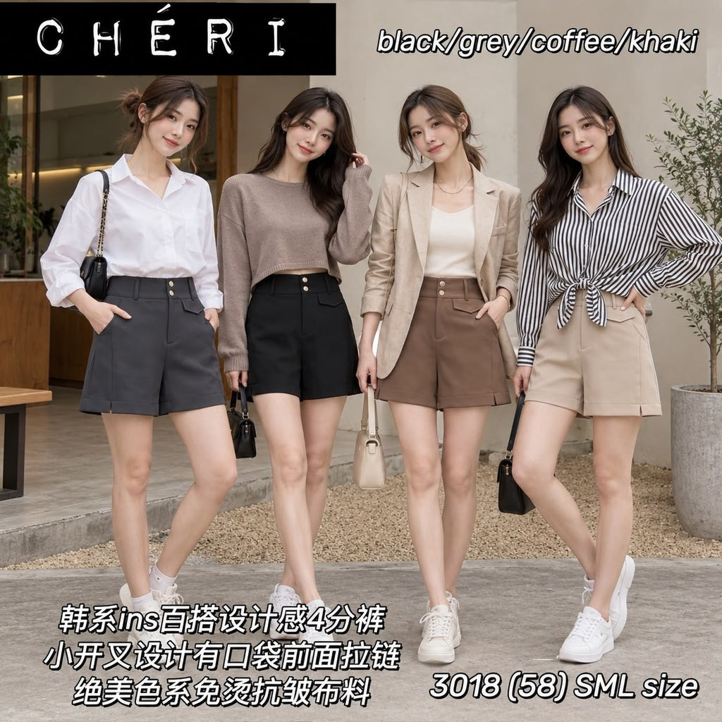 Premium Korean Fashion Ins Style Chic Bermuda Shorts 韩系ins百搭设计感4分裤 (CH.5)3018
