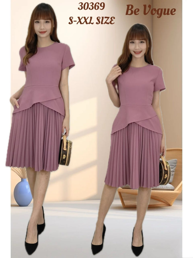 Premium Lady Pleated OL Dress 高品褶纹线条圆领OL连衣裙 (BV.4) SD12488/30369