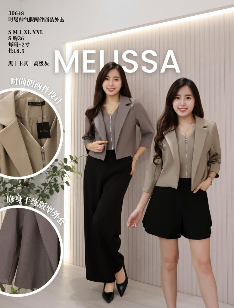 Premium Stylish Two-in-One Blazer Jacket 帅气假两件西装外套上衣 (ME.4) 30648