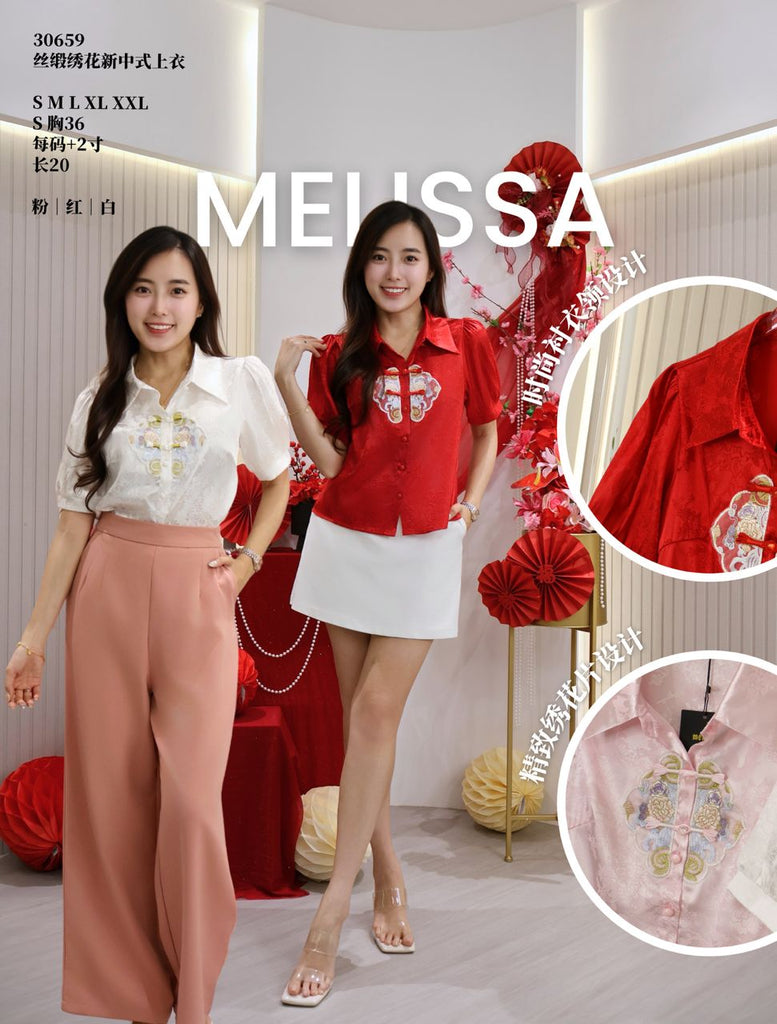 Premium Satin CheongsamTop 丝绸绣花新中式上衣 (ME.4) 30659