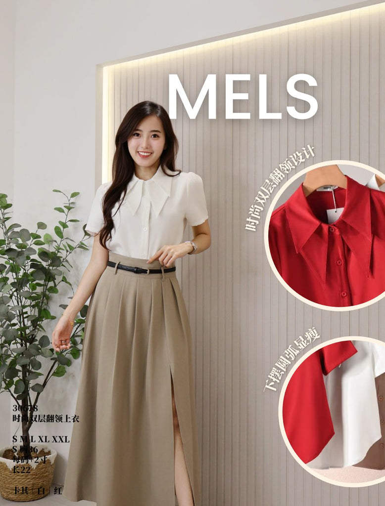 (Preorder)Premium Duo Layered Collared Top (预购)时尚双层翻领上衣 (ME) 30678