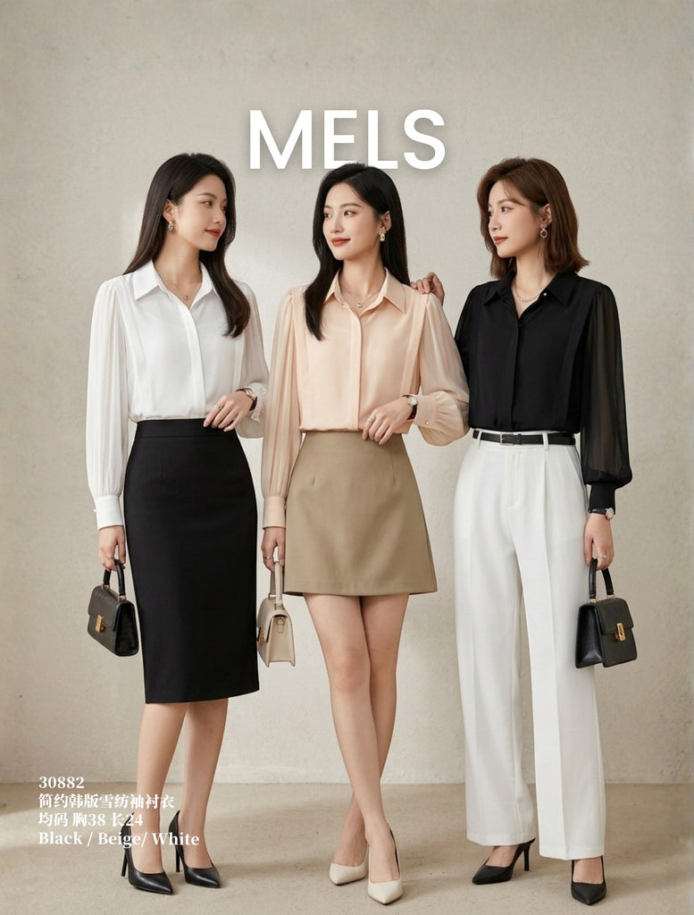 Premium Chiffon Long Sleeve Shirt 简约韩版雪纺袖衬衣 (ME.4) 30882