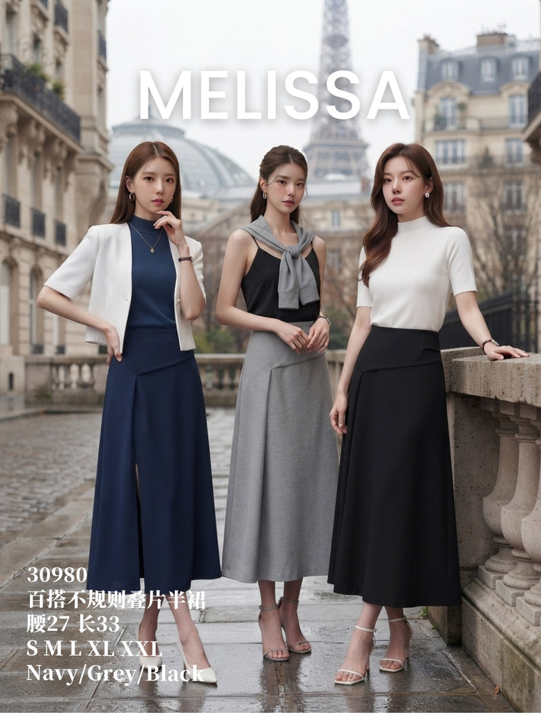Premium Versatile Asymmetric Overlap Skirt 百搭不规则叠片半裙 (ME.6) 30980