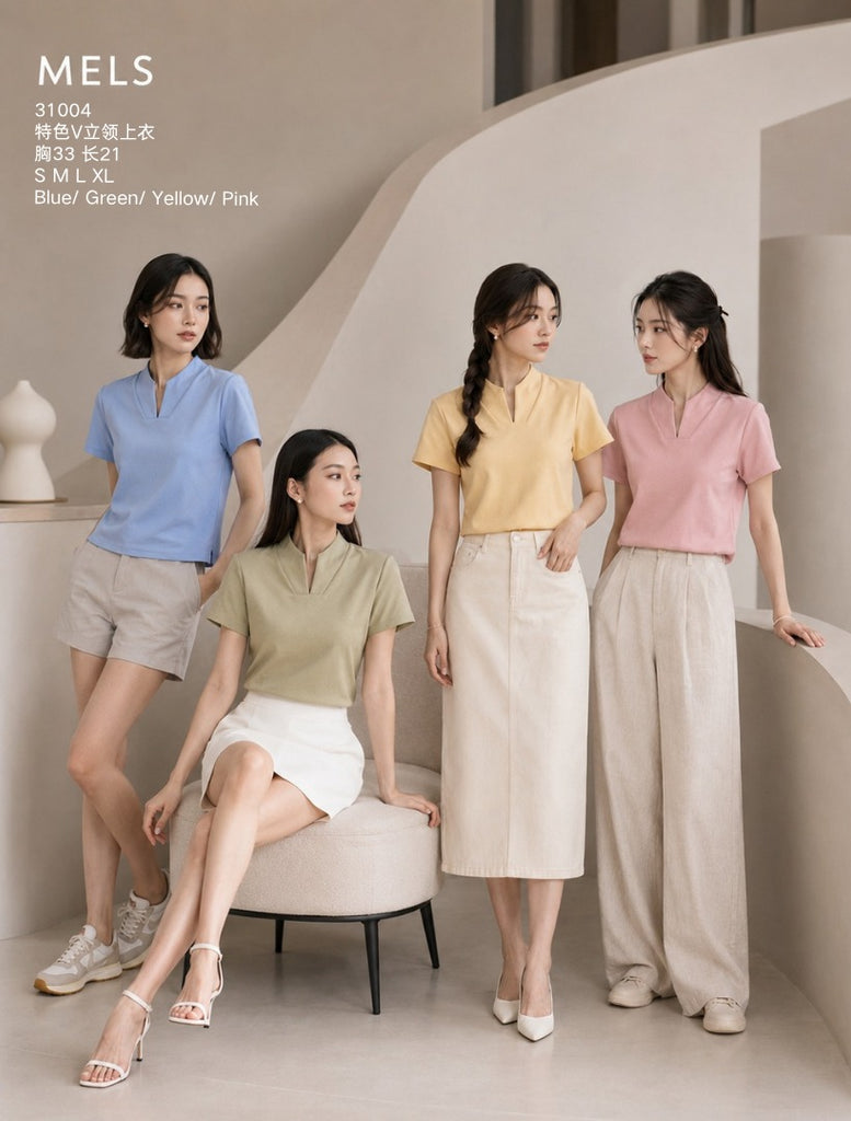 Premium V-Neck Stand Collar Top 特色V立领上衣(ME.8)31004