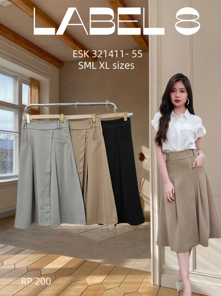 *Premium Polyester Midi Skirts 高品时尚百搭涤纶中长裙 (LA) ESK321411