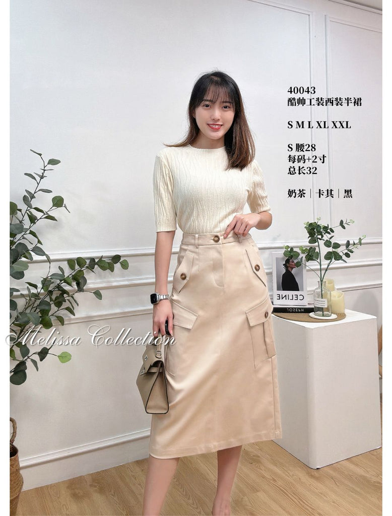 Premium Lady Midi Skirt 酷帅工装西装半裙 (ME.4) 40043
