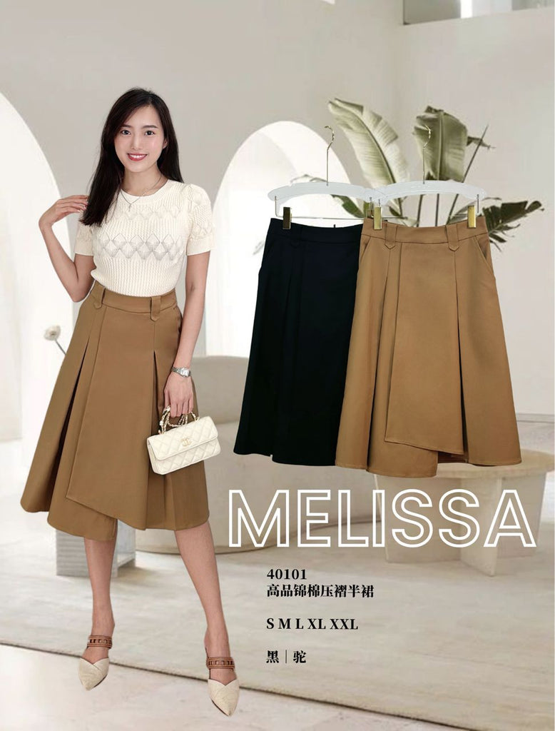 Premium Polyester Midi Skirt 高品锦棉压褶半裙 (ME.5) 40101