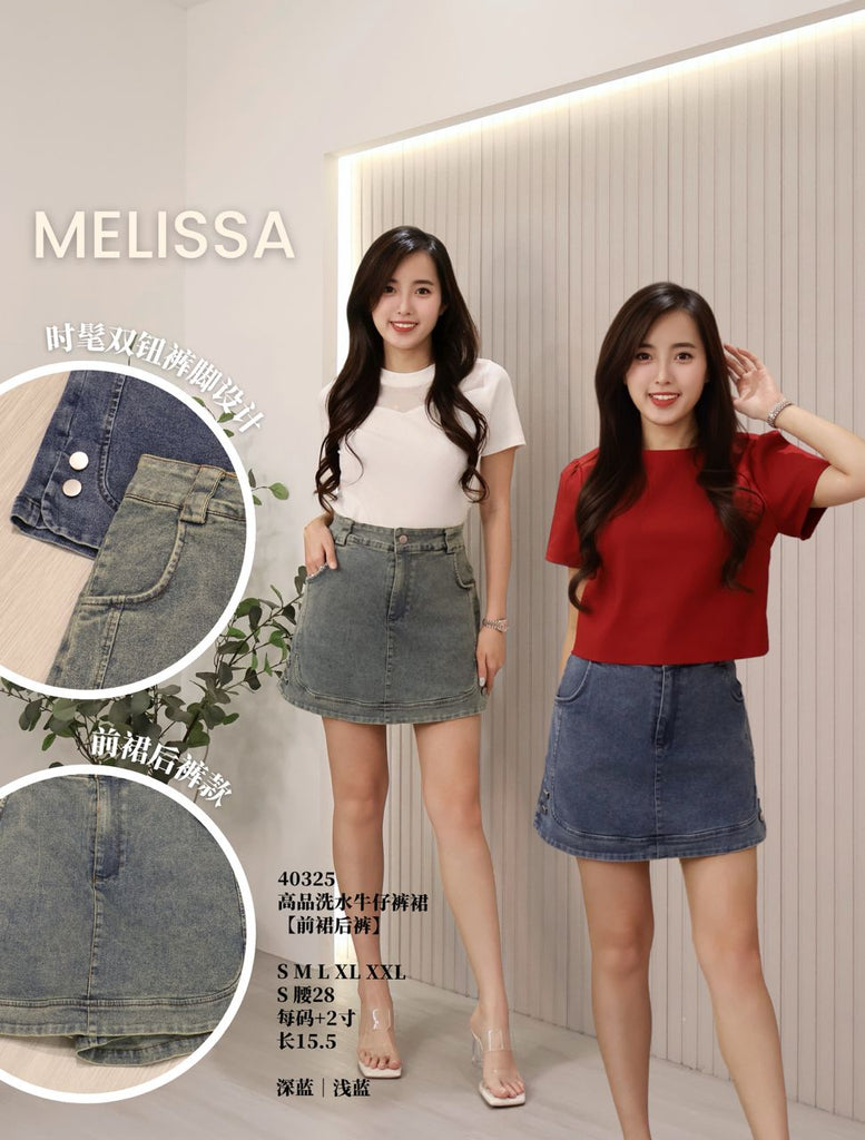 Premium Denim Skort 时尚洗水牛仔裤裙(前裙后裤) (ME.3) 40325