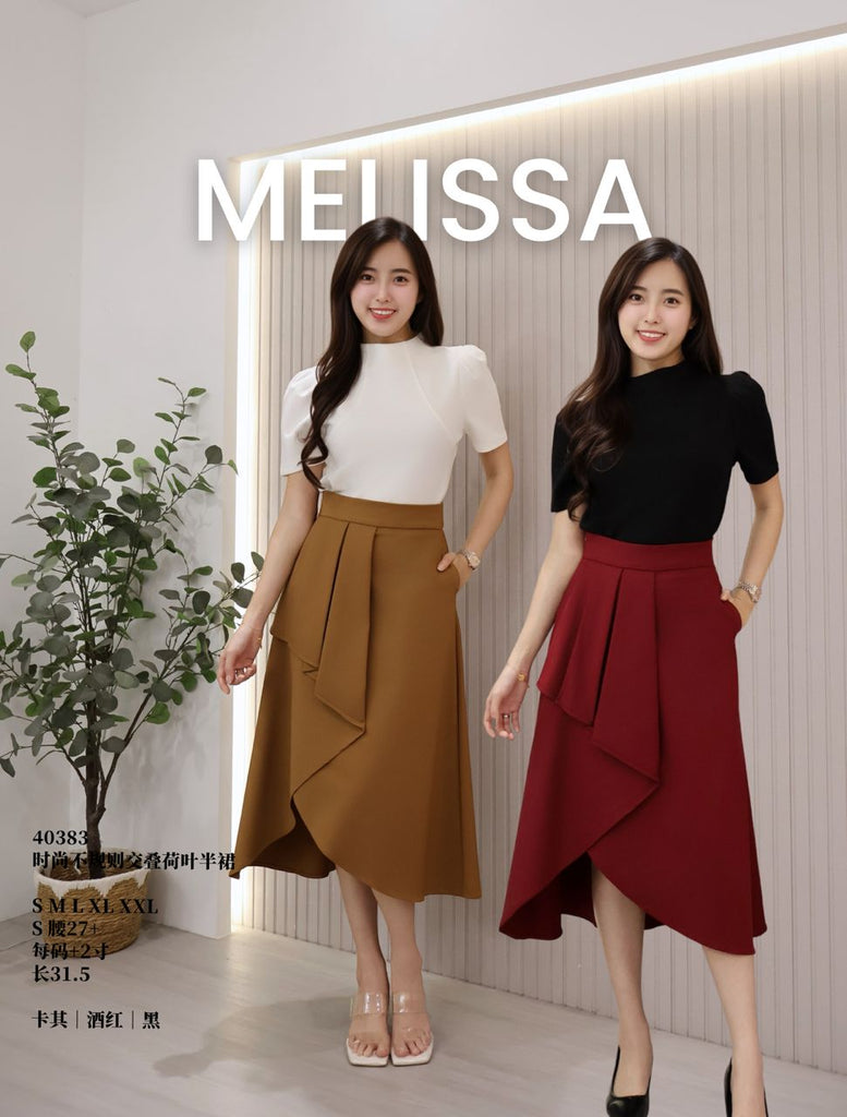Premium Asymmetric Midi Skirt 不规则交叠荷叶半裙 (ME.4) 40383
