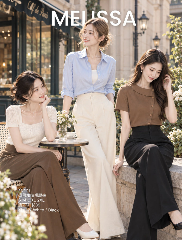 Premium Minimalist Elegant Wide-Leg Trousers 极简知性阔腿裤 (ME.6)40471