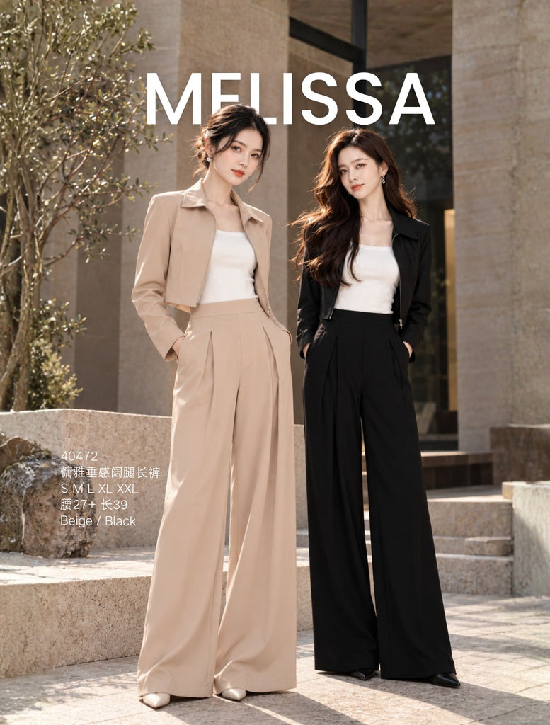 Premium Casual Fluid Wide-Leg Pants 慵懒垂感阔腿长裤 (ME.6)40472