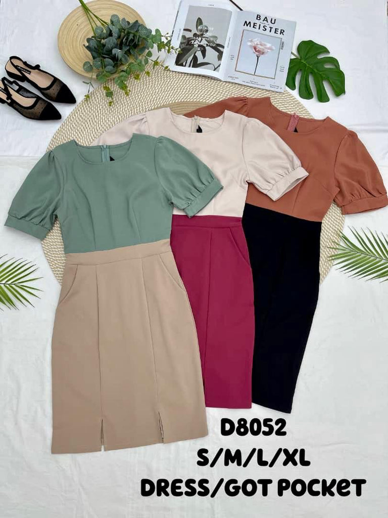 Premium Color-Block OL Dress 简约拼色OL连身裙 (NM) D8052/20598-1