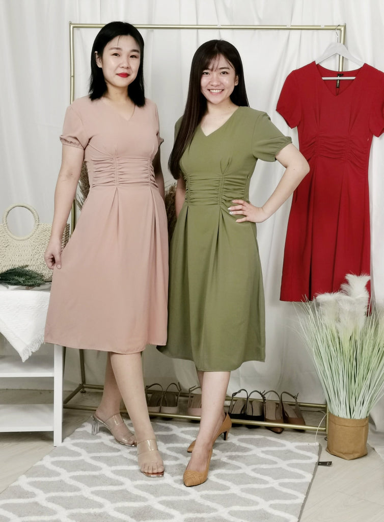 Premium Gathered OL Dress 简约邹褶OL连身裙 (NM) D8404/21195
