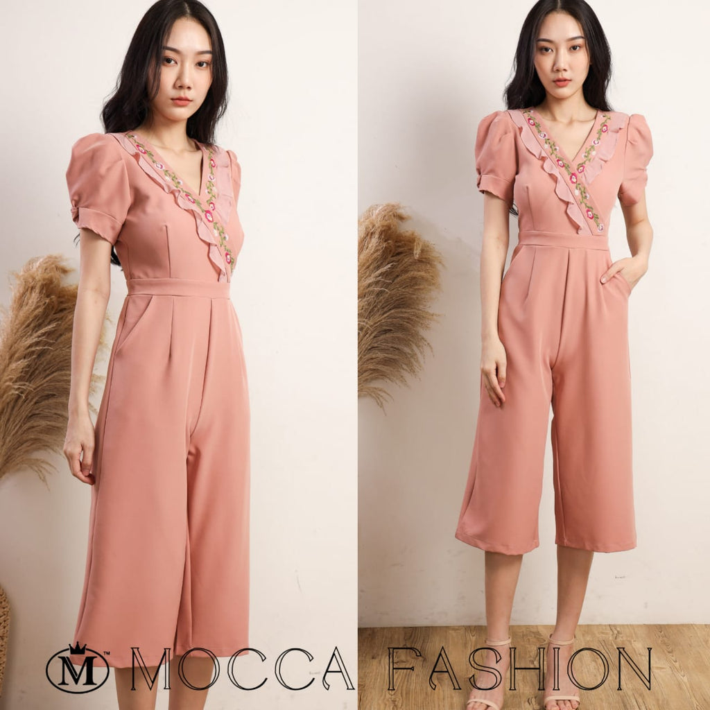 Premium Lady OL Jumpsuit 高品刺绣连身7分裤（MO) 13542/12249