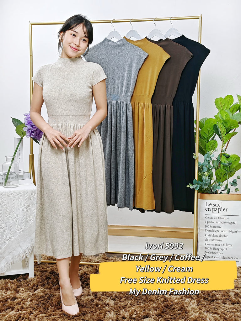 Premium Casual Free Size Knitted Dress 高品韩版休闲风高领针织连衣裙 (IV.) 5992