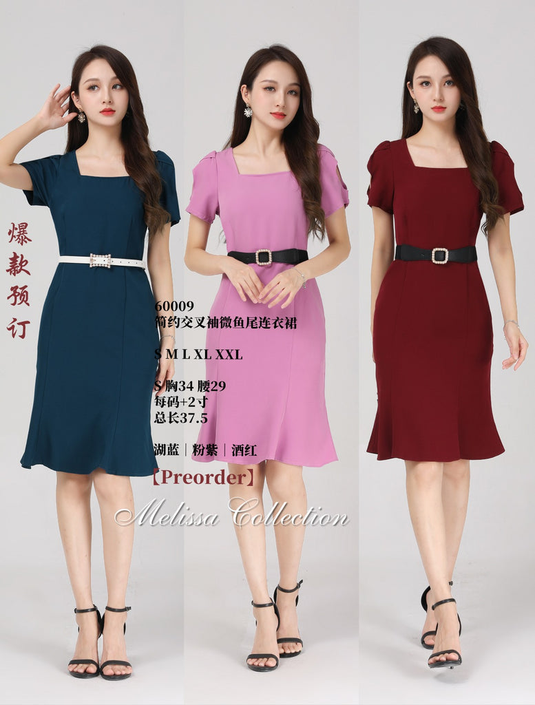 Premium OL Dress 简约交叉袖微鱼尾连身裙 (ME.5) 60009