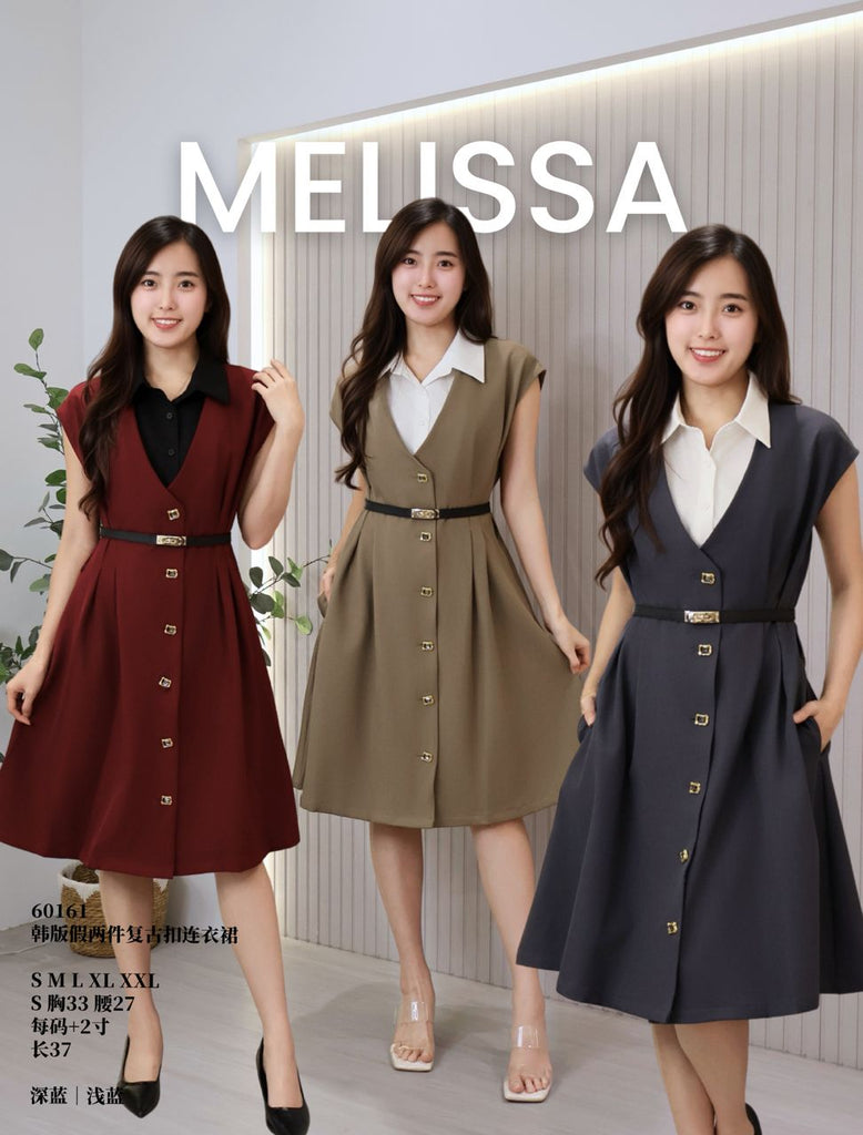 Premium Faux 2 Piece OL Dress 韩版假两件OL连身裙( (ME.6) 60161