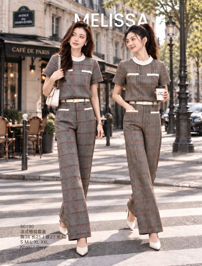 Premium French Style Plaid Matching Set 法式格纹套装(ME)60190